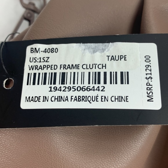 Badgley Mischka Wrapped Frame Clutch Bag Purse Taupe Chain strap New NWT - Picture 5 of 15